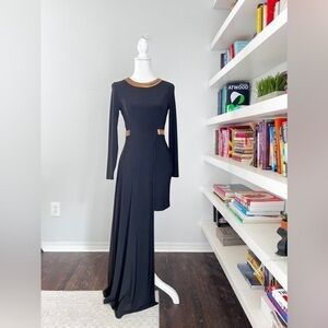 River Island Stunning Evening black gown with gold accents size 6